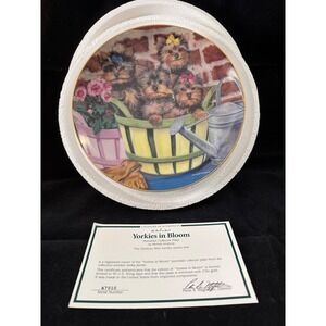 Danbury Mint Yorkies in Bloom Collector Plate Michele Amatrula‎ Limited Edition